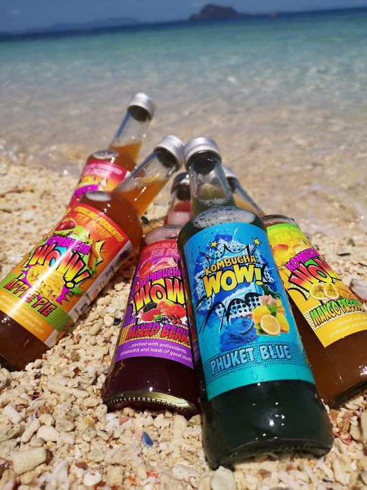 Phuket-Kombucha-5-Bottles-On-Beach-1