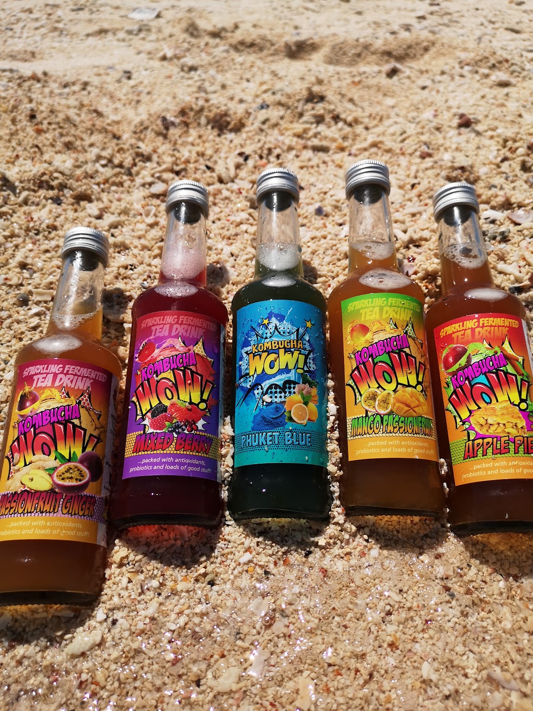 Phuket-Kombucha-5-Bottles-On-Beach-2